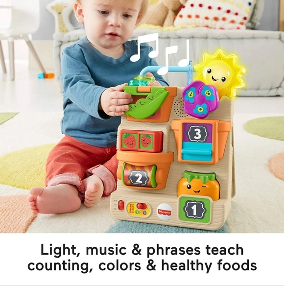 Fisher Price Laugh&Learn Peek&Play Busy Garden, Eng/Fr Songs&Numbers, Infant Toy - Picture 5 of 10